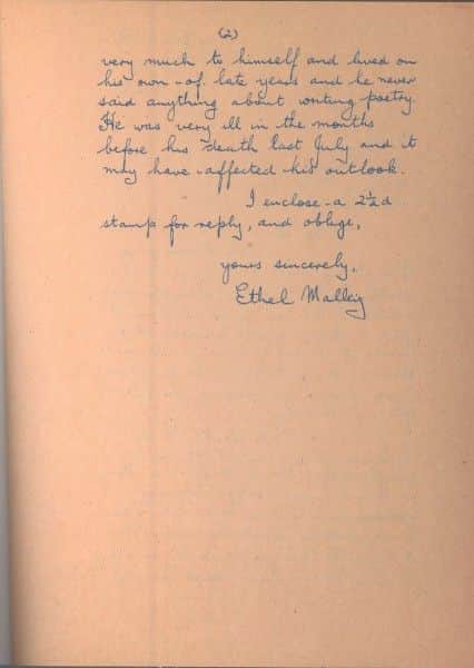 Ethel's first letter to Max Harris Ethel's first letter to Max Harris