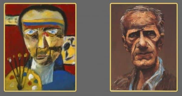 Sidney Nolan: (1) self portrait, 1943, Art Gallery of New South Wales; (2) by Albert Tucker, 1977, private collection