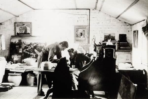 Sidney Nolan and Joy Hester in his loft studio, Gatehouse Street, Parkville, Melbourne, 1945, photo by Albert Tucker.