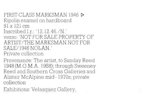 "First Class Marksman", provenance listing, Landscape and Legends catalogue, 1987 p. 76.