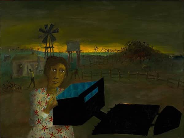 "Quilting the armour", January 1947, Sidney Nolan, NGA collection.