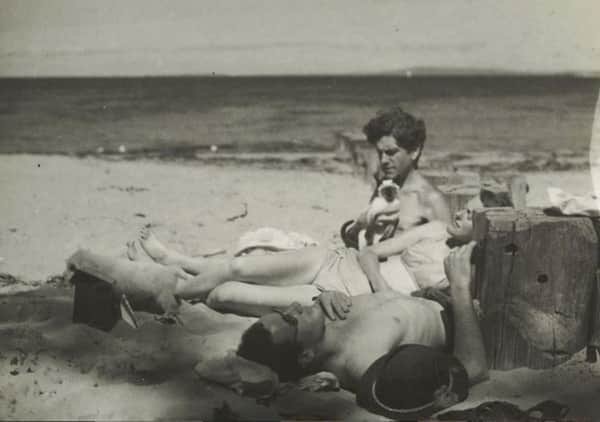 John Reed (holding Min the cat), Sunday Reed and Sidney Nolan, Point Lonsdale, c. 1945, photographer John Sinclair, SLV