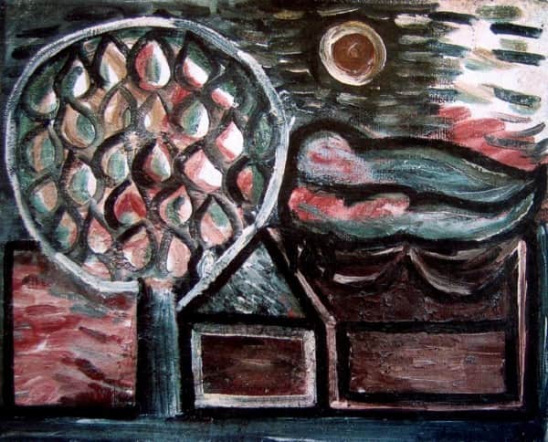 Sidney Nolan, "Lovers, Tree and Moon", Dec 1941