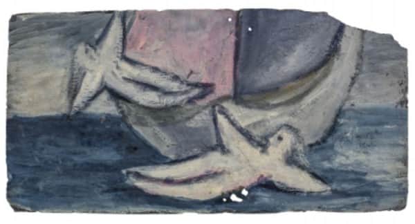 Sidney Nolan, painting on slate, 'Ship', 13 Jan 1942, UQ Art Museum collection