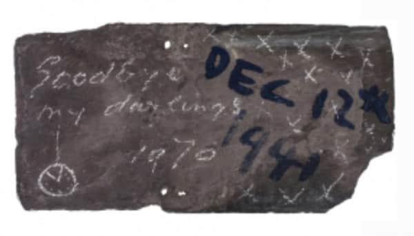 Sidney Nolan, inscription on verso of painting on slate, untitled, 12 Dec 1941, UQ Art Museum collection