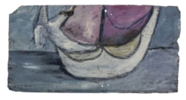 Sidney Nolan, painting on slate, 'Ship', 13 Jan 1942, UQ Art Museum collection