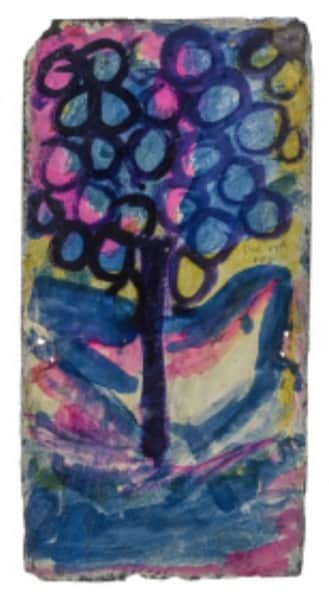 Sidney Nolan, painting on slate, verso of 'Ship', untitled (Boat and tree) 17 Dec 1941, UQ Art Museum collection